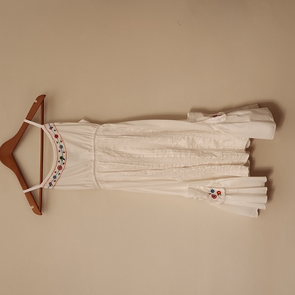 The Children's Place white dress with floral embroidery and eyelet lace